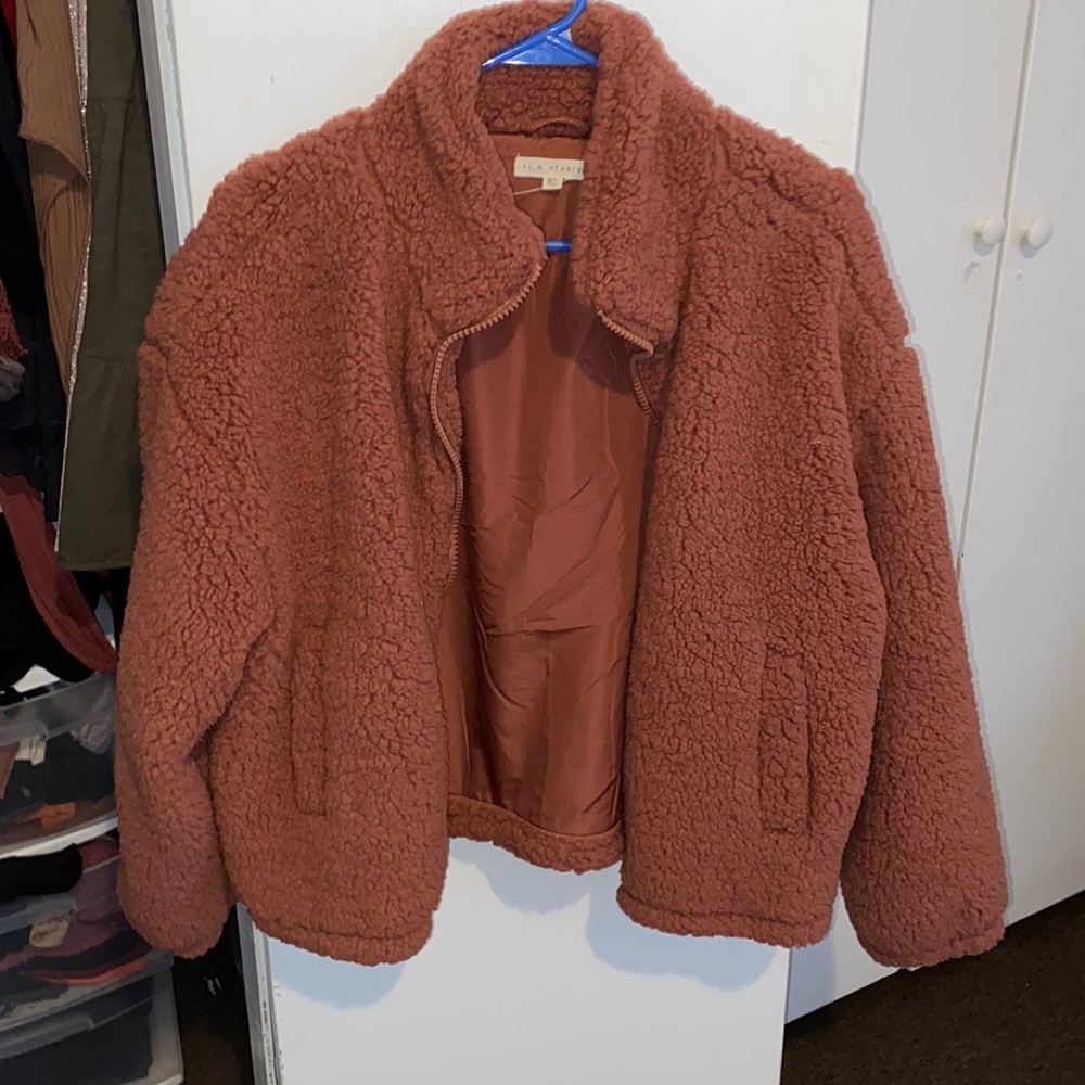 burnt orange puffer/teddy